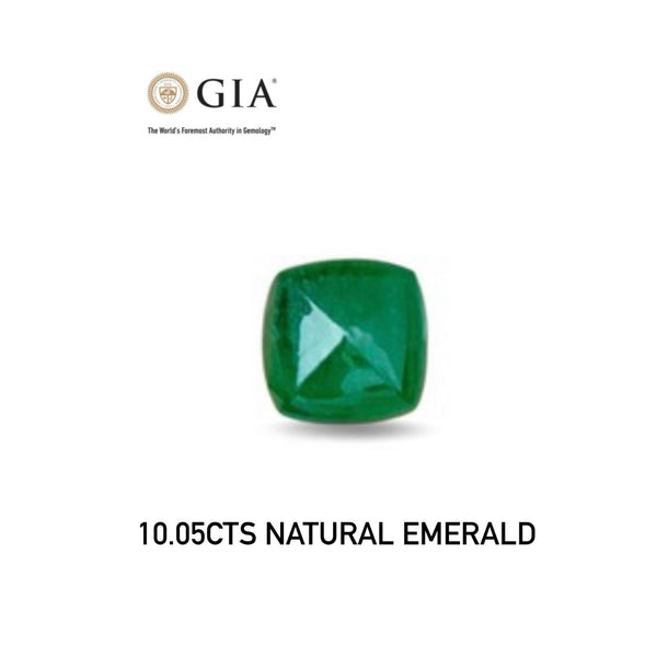 GIA Certificate10.05 Carat Natural Emrald sugarloaf cabochon Vivid GreenZambia Gemstone  WB Gems  EMA16
