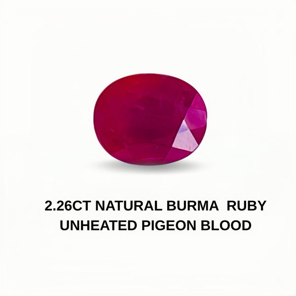 2.26ct AIGS Certificate Natural Ruby Unheated Burma Burmese Pigeon Blood color eye clean Gemstone Wbgem RMA123
