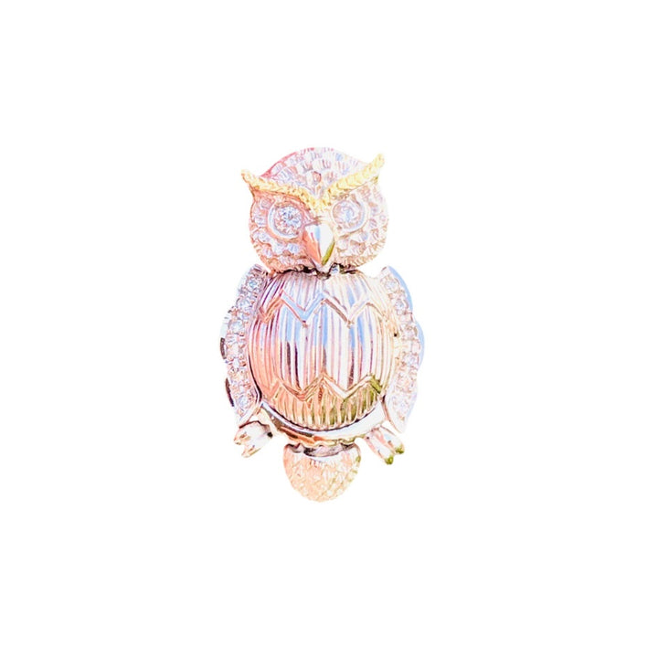 &nbsp;Masterfully Crafted Owl Pendant with Diamonds in 18k White Gold