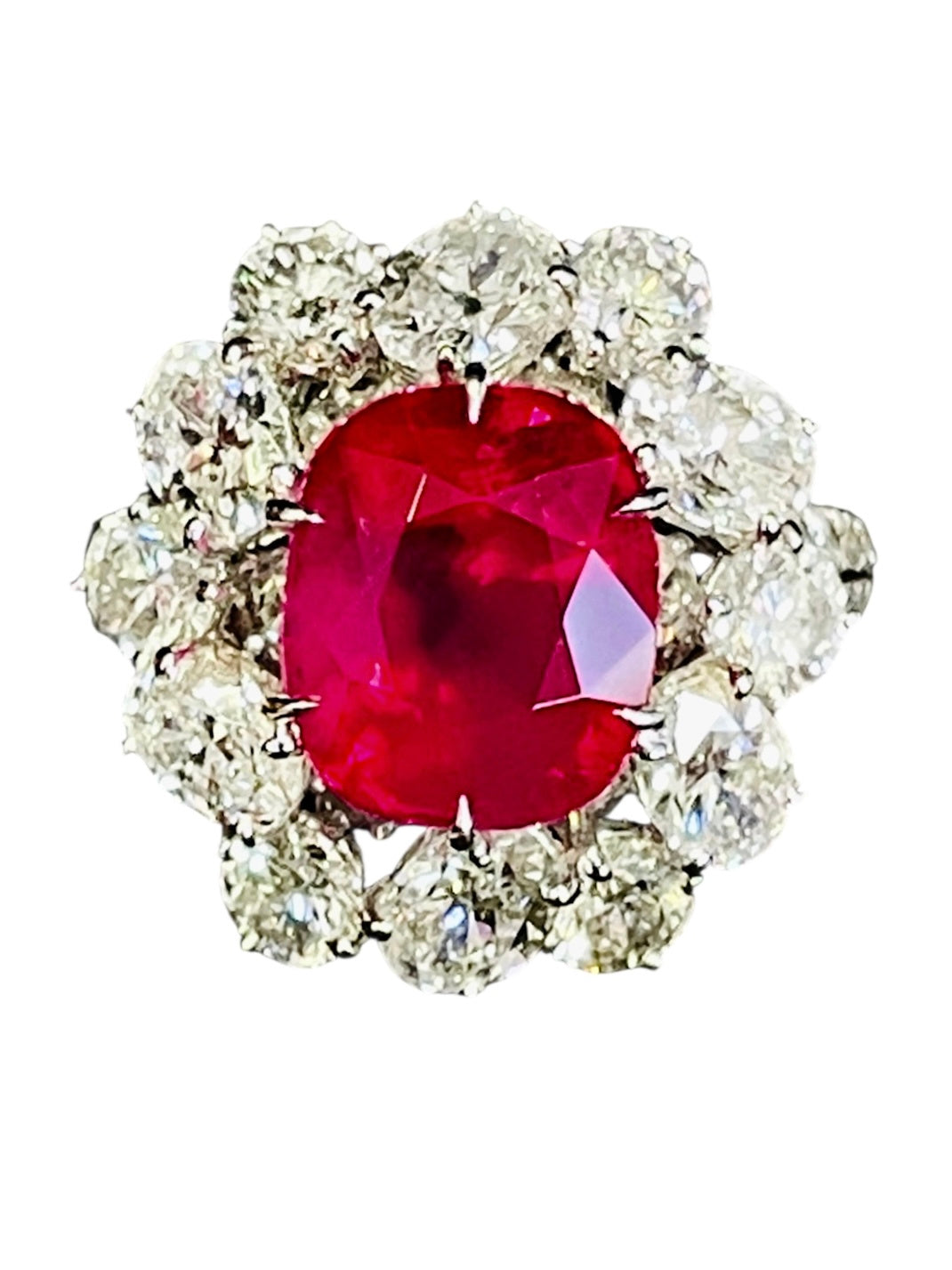 GRS certified 5ct unheated Burma ruby Pigeon Blood color with diamond ...