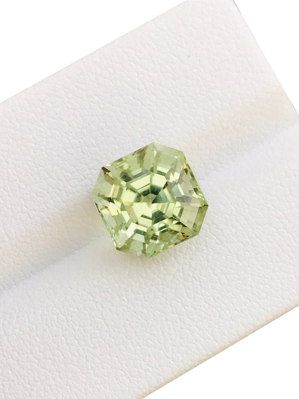 5,62 ct natürlicher Turmalin-Edelstein in Mint-Zitronen-Farbe, loser Stein, Asscher-Präzisionsschliff, Nigeria WB Gem TMA04