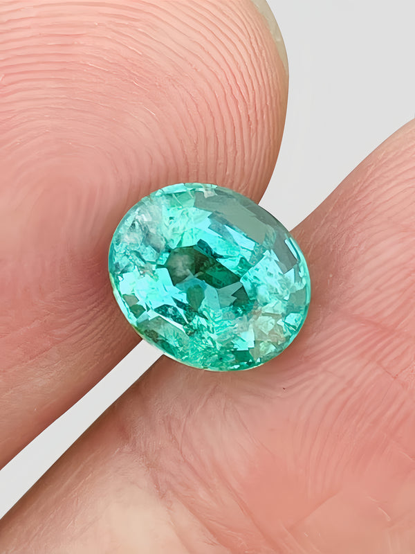 GIA-Zertifikat 2,39 Karat No Oil Emerald Natural Sambia Neon Green Open Color Gemstone WB Gems EMA42