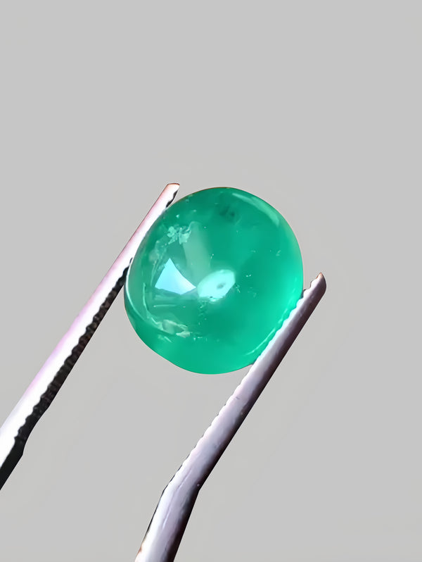 GIL 证书天然哥伦比亚凸圆面祖母绿亮绿色中度 9.38 克拉 WB 宝石 EMA55 