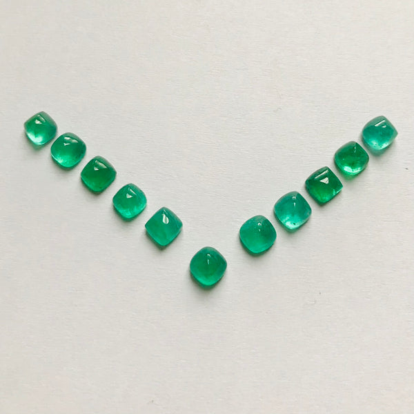 8,42 ct, ein Satz, 11 Stück, natürlicher Smaragd-Cabochon-Edelstein, lebendiger grüner Smaragd, Sambia-Schmuckdesign F152