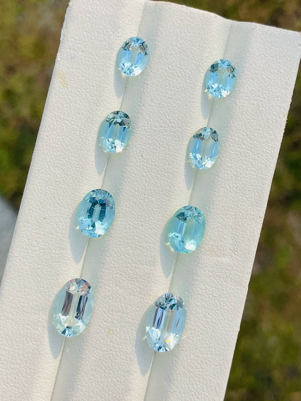 一对 2.28 至 5.32 克拉天然海蓝宝石裸石颜色精密切割巴西用于耳环设计珠宝定制 WB 宝石 AQB07