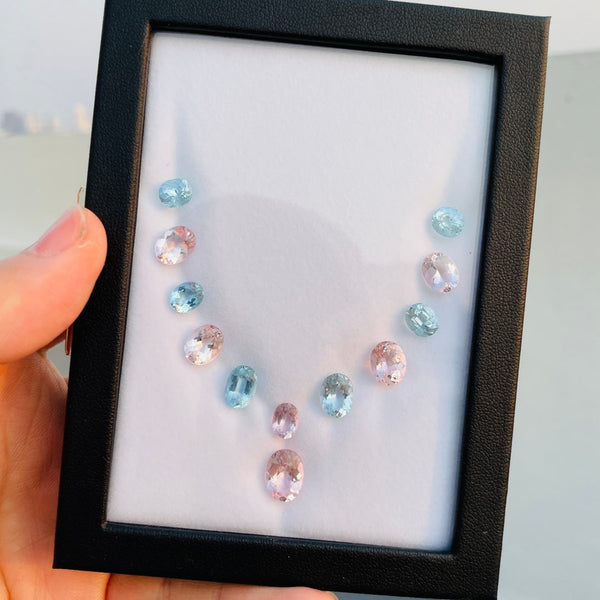 set total18.3Ct Natural morganite aquamarine gemstone 4A color loose stone necklace brazil WB Gem F126