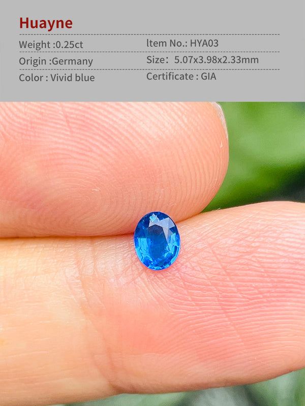 شهادة GIA نادرة 0.25 قيراط من Huayne الطبيعي الأزرق الزاهي ألمانيا الأحجار الكريمة عالية الوضوح النظيفة ~ WB Gems ~ HYA03