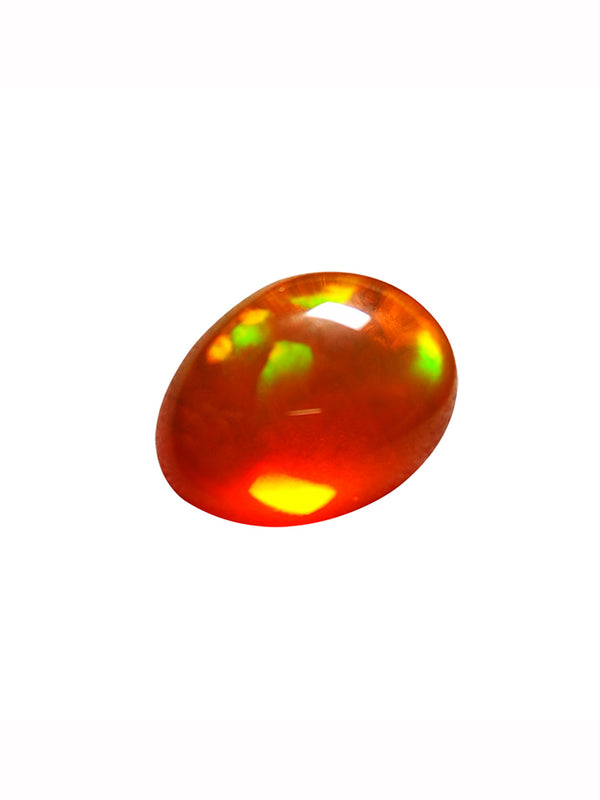 7.66 克拉天然火蛋白石墨西哥宝石裸石凸圆面橙色带多种颜色 WB 宝石 OPA09