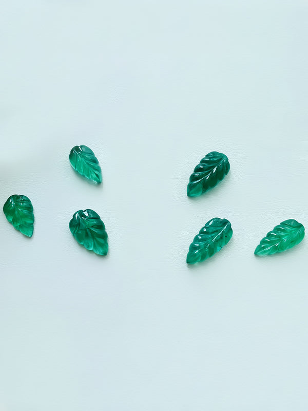 Natürlicher Smaragdblatt-Edelstein aus Sambia, 10,43 ct, 3 Stück für ein Set, Schmuckdesign WB Gems ~EMB07